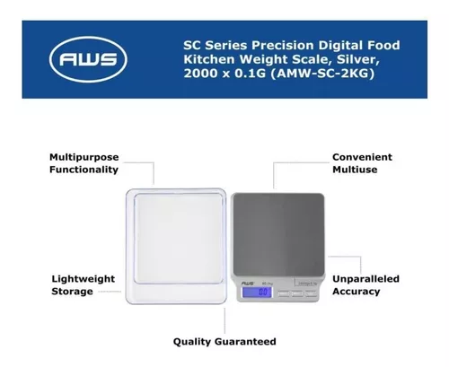 Balanza Max 2000g 0,1g Gramera Digital Portatil Aws Sc-2kg