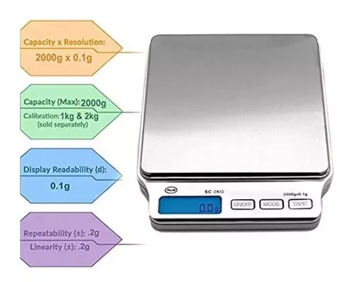 Balanza Max 2000g 0,1g Gramera Digital Portatil Aws Sc-2kg